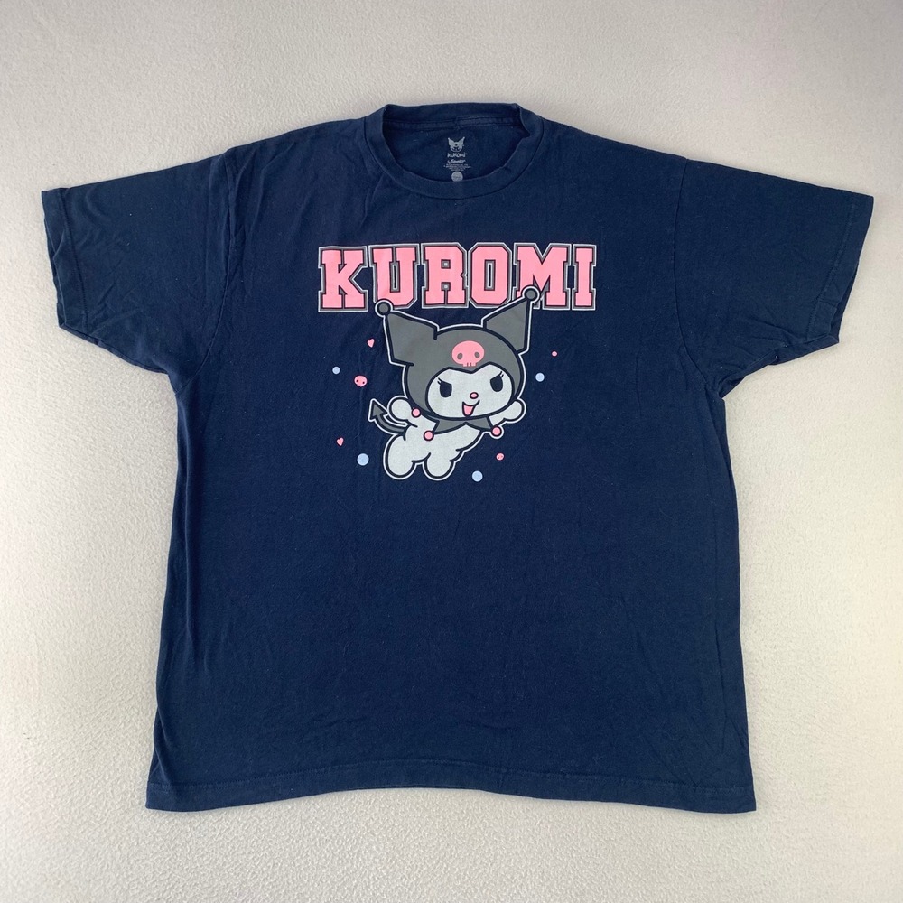 Sanrio Kuromi Graphic Tee Adult XL Navy Blue Kawaii Anime Bioworld Cotton